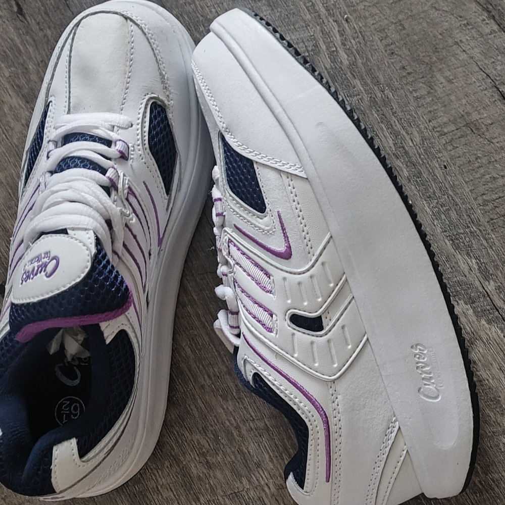Classic Women's Athletic Shoes - White and Purple
